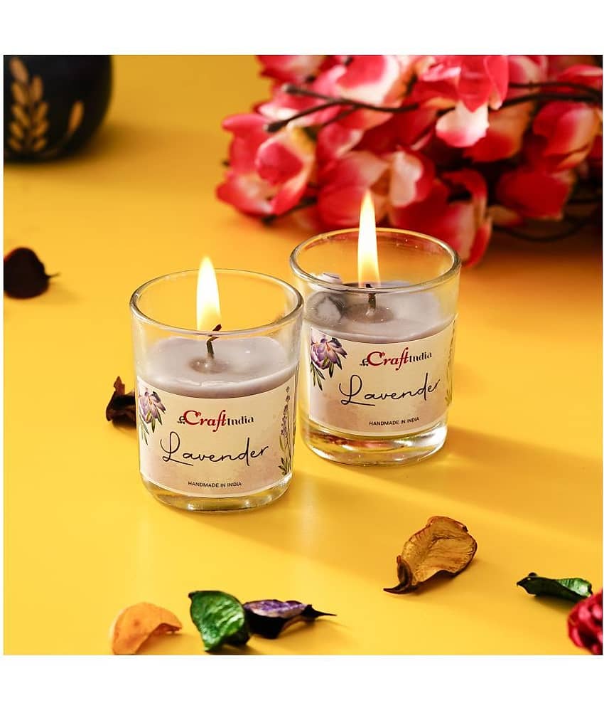 eCraftIndia Set of 2 Purple Lavender Scented Glass Candle view 2