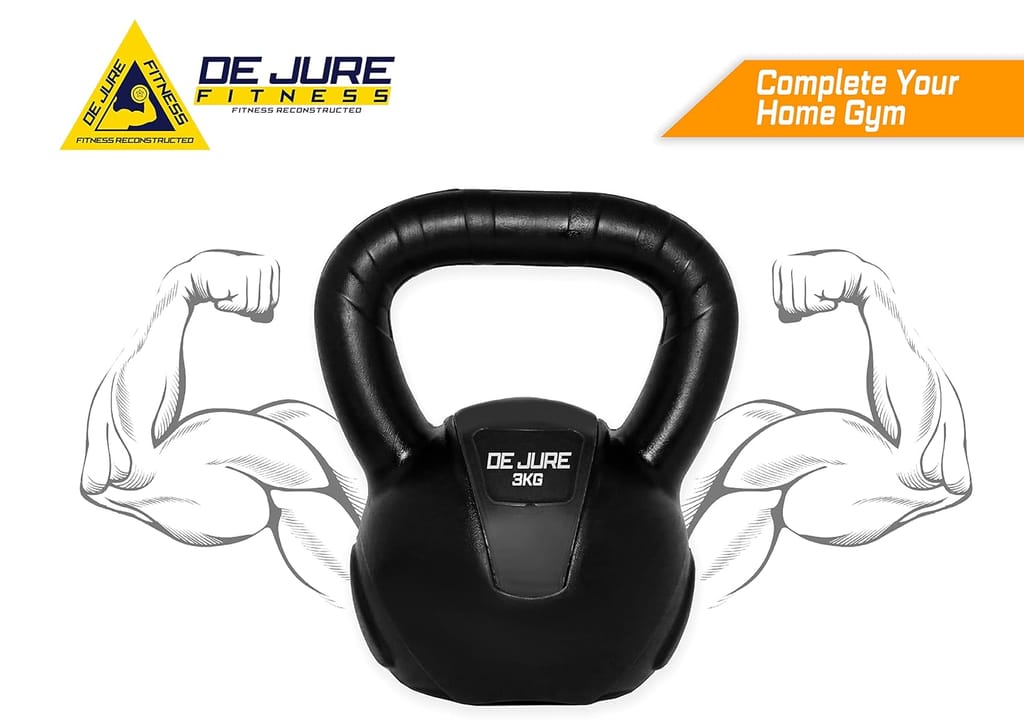 De Jure Fitness PVC Kettle Bell for Strength and Cardio Training, Full body exercises for Men & Women 3kg view 2