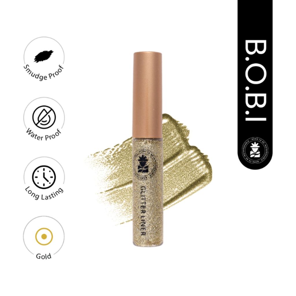 BOBI Glitter Eyeliner Gold | Diamond Sparkle Finish | Waterproof Long Wear | Quick Dry Smudge proof | Felt-Tip Precision | Cruelty-Free Paraben-Free-5ml view 2