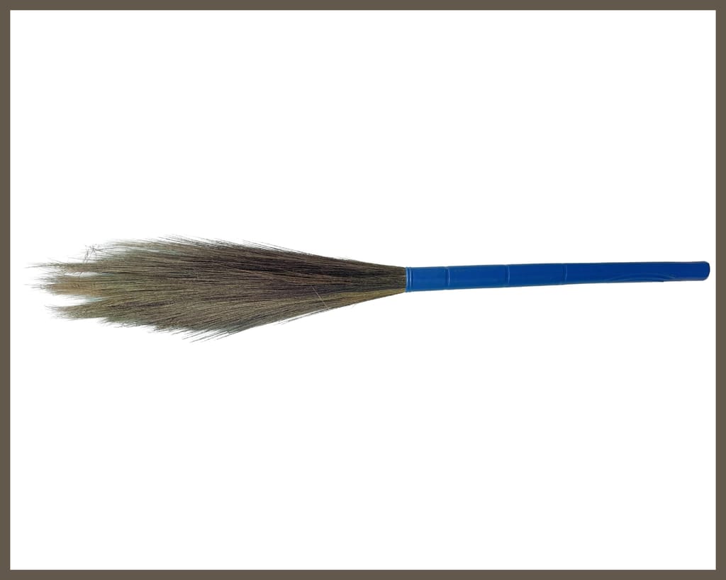 "Blue Handle Natural Broomstick for Home and Office Cleaning" view 2
