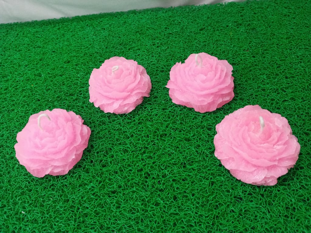 4 pc Pink Floating Rose Candle view 2