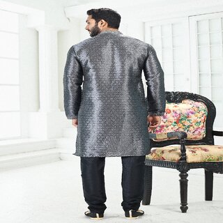 Raivat Ethnic Grey Colour Banarasi Silk Digital Print Kurta Pajama 2070 view 2