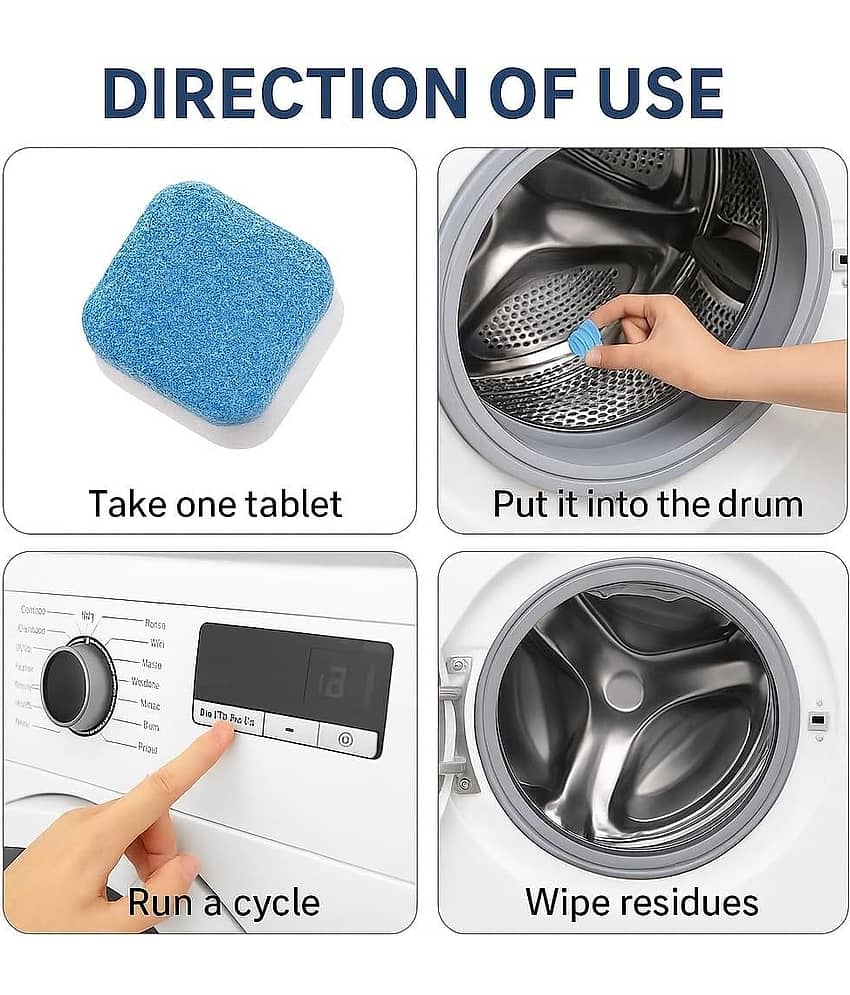 10 Pieces Washing Machine Cleaner Tablets – Deep Cleaning & Descaling for Front & Top Load Machines, Drum & Tub Stain Remover view 2