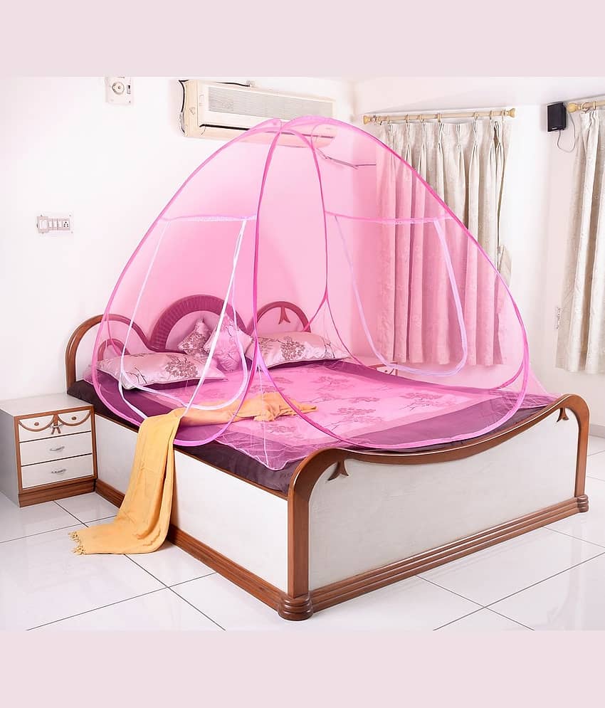 ShopperBay Queen Bedsize Polyester Plain Foldable Mosquito Net, Machardani