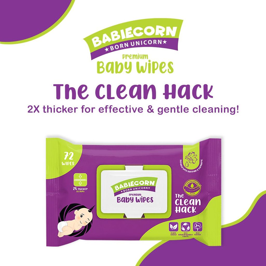 BABIECORN Premium Baby Wipes Soft & Gentle Formulated with Saffron&Turmeric combo pack of (216 Wipes) view 2