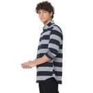 Mufti Navy & Grey Stripe Slim Fit Casual Shirt view 2
