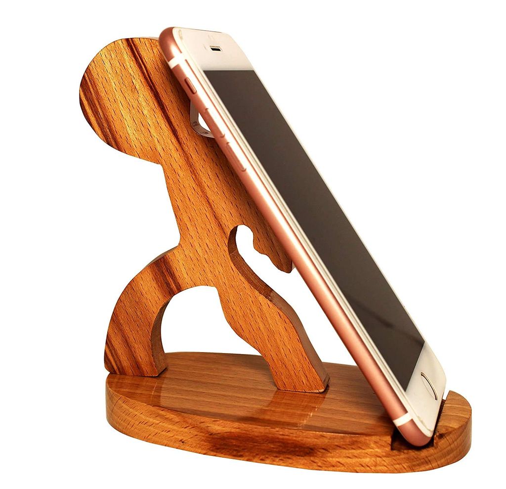 BROTHERSKART Wooden Mobile Cell Phone Stand Holder for All Type of Smartphones and Tabs Brown view 2