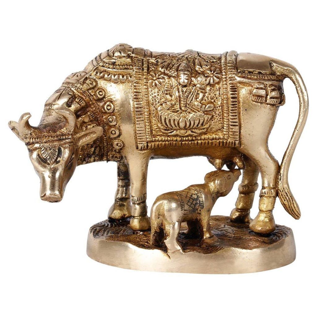 Craftlayout Handcrafted Brass Cow Calf Statue3.5 Inch view 2