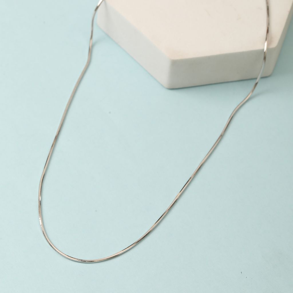 925 Sterling Silver Snake Chain Necklace for Women & Men | Smooth Flat Chain | Minimalist Everyday Jewelry I Weight - 7 g view 2
