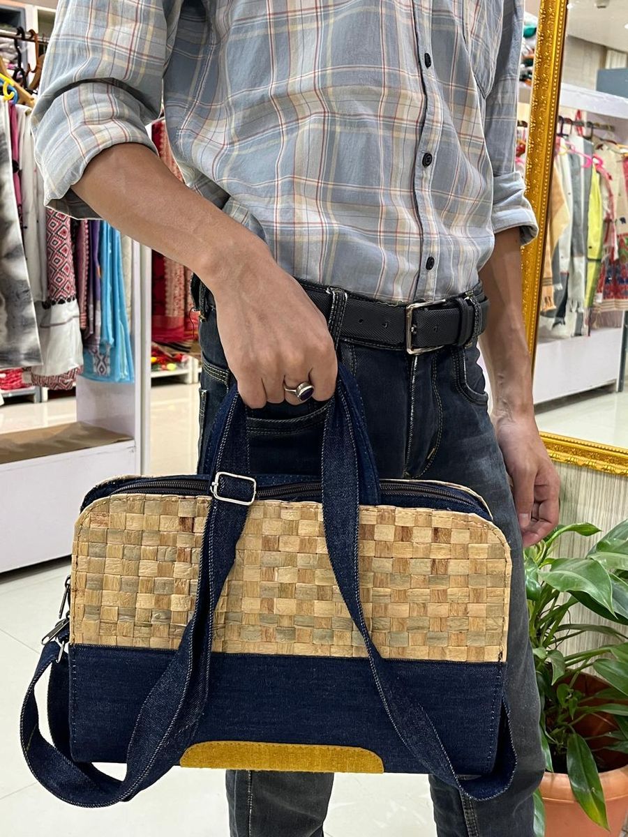 Water Hyacinth with Denim Laptop Bag view 2