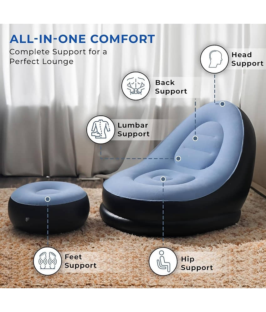 QitmirMKT Inflatable Lounge Set with Foot Stool (Mix Color) (with Air Pump) Multicolor Neck Pillow ( Pack of 1 ) view 2