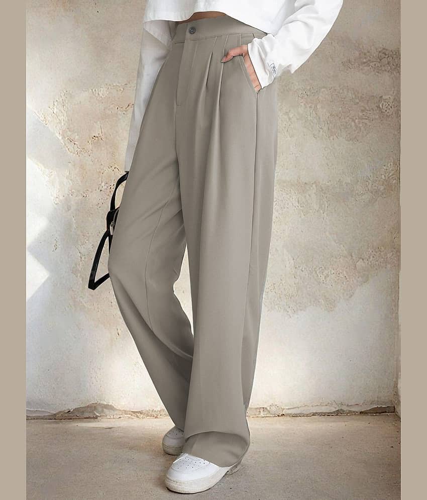 kotty Women Rayon Blend Korean Trousers ( Grey ) view 2