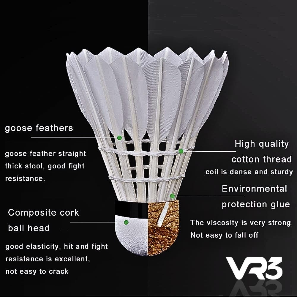 VR3 Badminton Shuttlecocks - High-Quality Feathers for Performance ( Pack of 10 suttlecock ) view 2