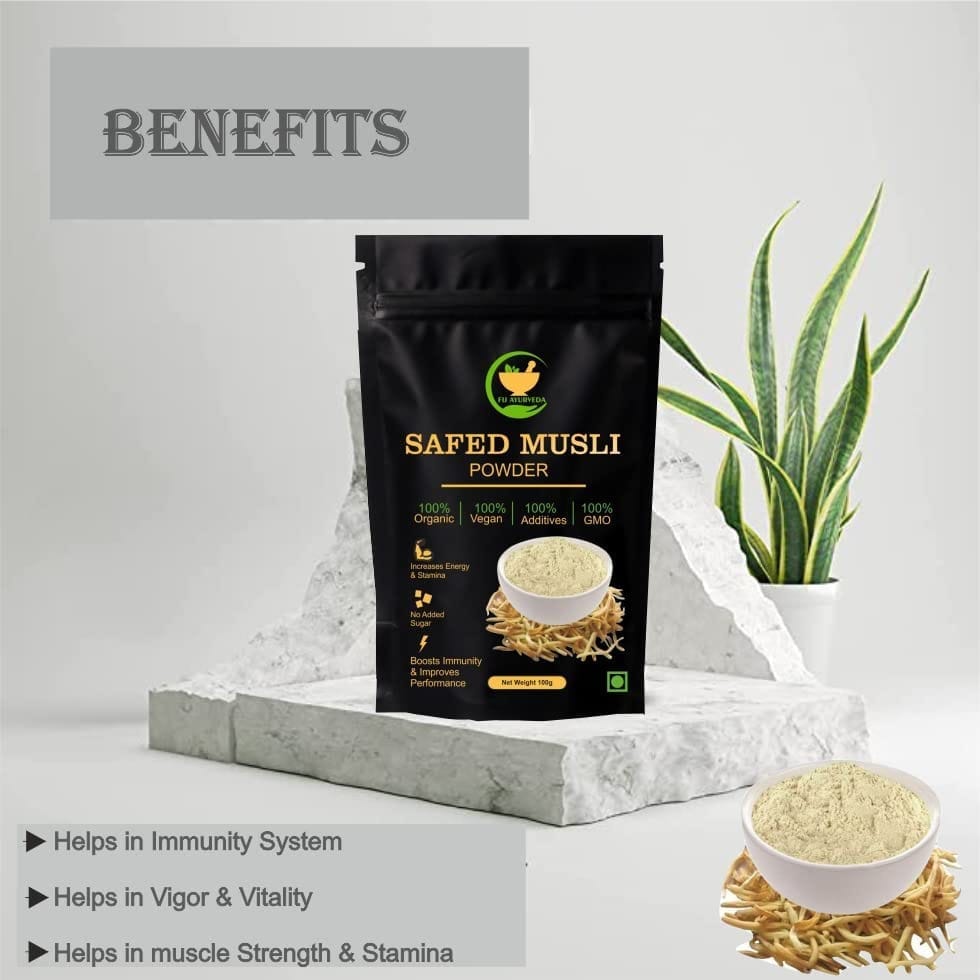 FIJ AYURVEDA Safed Musli Powder (Chlorophytum Borivilianum) for Men & Women � 100Gm view 2