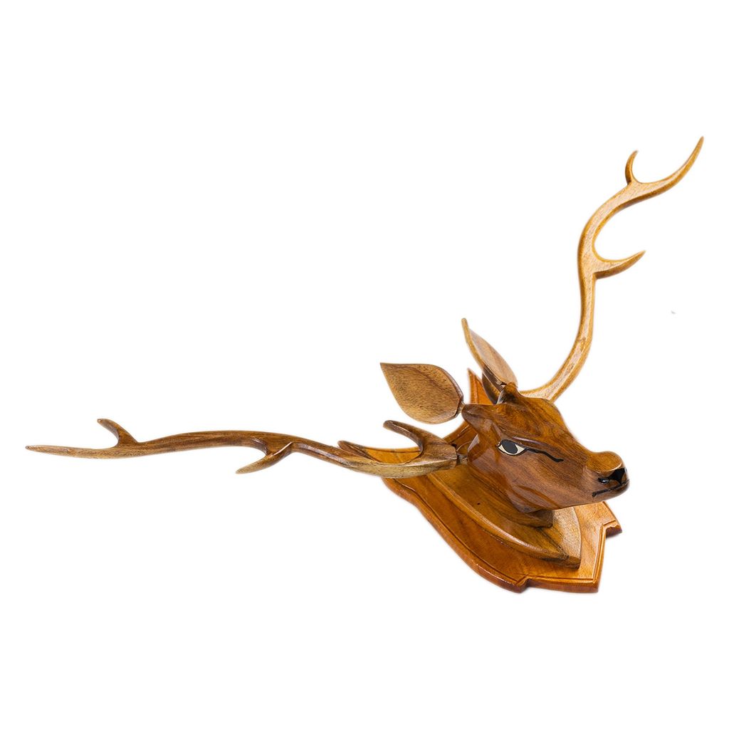 SOWPEACE Handcrafted Wooden Deer Head Medium “The wise head” showpiece, premium artisan made wall home decor for living r view 2