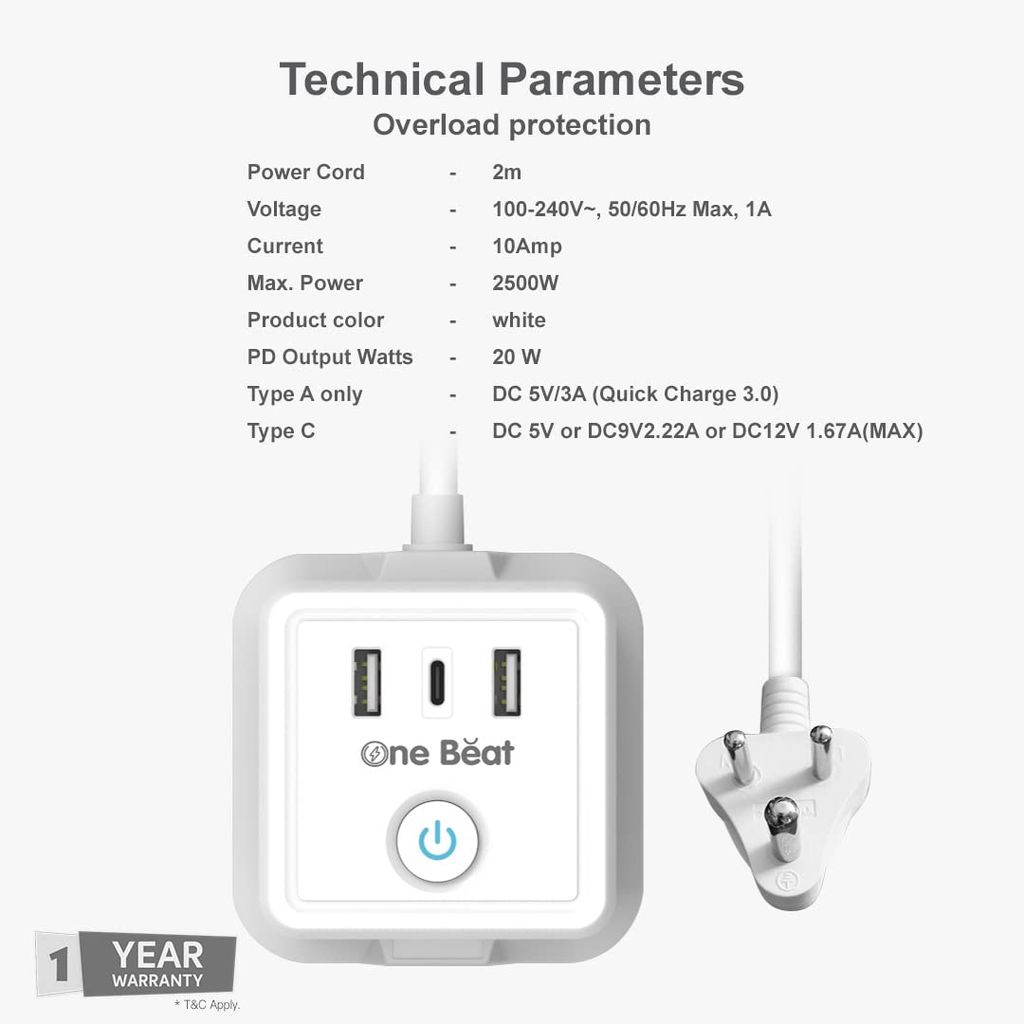 One Beat Cube Pro 20W PD Fast Charging Extension Board view 2
