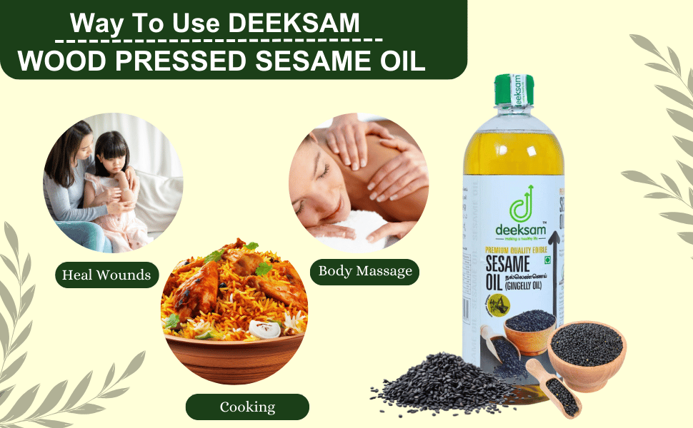 Deeksam Wood Pressed Sesame Oil | Pure Marachekku Nallennai | 100% Natural & Unrefined | Edible Grade view 2