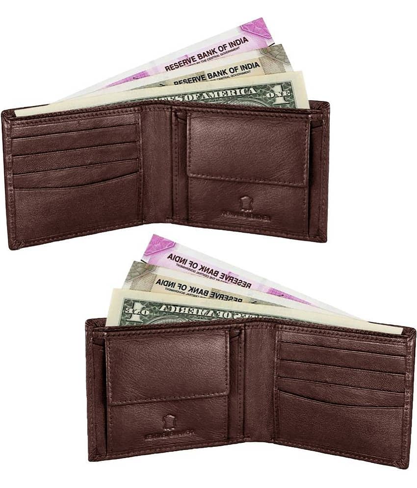 SajGoj - Brown PU Men's Regular Wallet ( Pack of 2 ) view 2