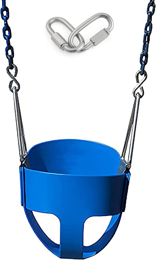 REZNOR High Back Full Swings Seats & Bucket Swing Heavy Duty with 1.5 Meter Chain,Playground Swing Set Accessories Replacement, 4 Oval Shape Stainless Steel Screw Link Snap Hooks for Kids, Adults view 2