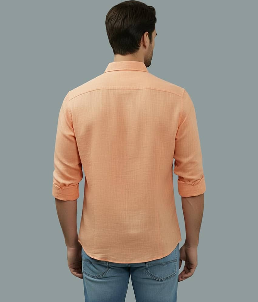 Yugnik Cotton Blend Slim Fit Full Sleeves Men's Formal Shirt - Orange ( Pack of 1 ) view 2