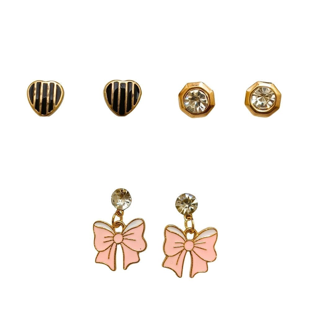 Jewelryklub Gold Plated Jewelry Set Combo Of 1 Pendant Chain Necklace + 3 Pairs Stud Earrings For Women and Girls (Design D) view 2