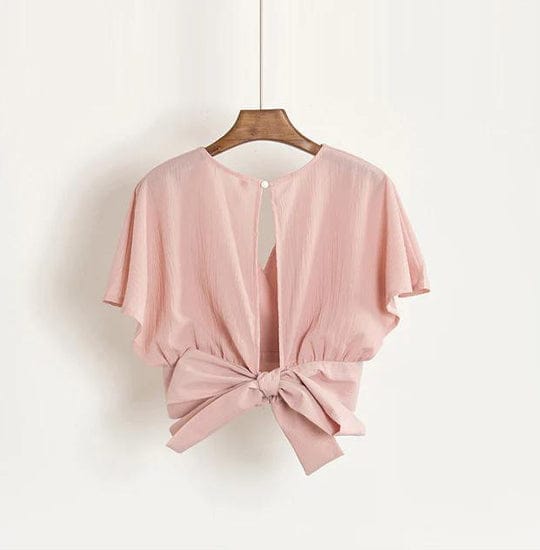 Elchic Peach Solid Crop Top view 2