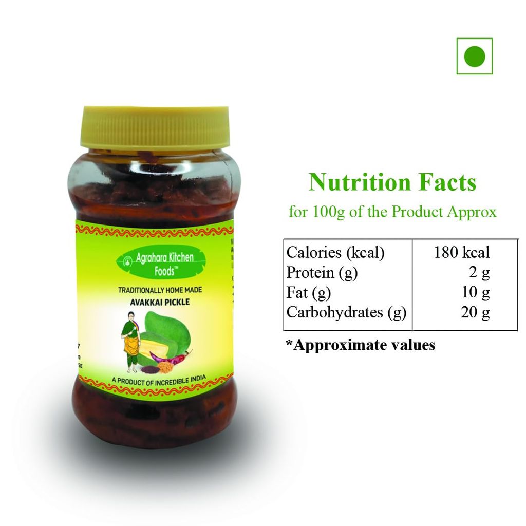 Agrahara Kitchen Foods Traditionally Home Made Avakkai Pickle, 300g view 2