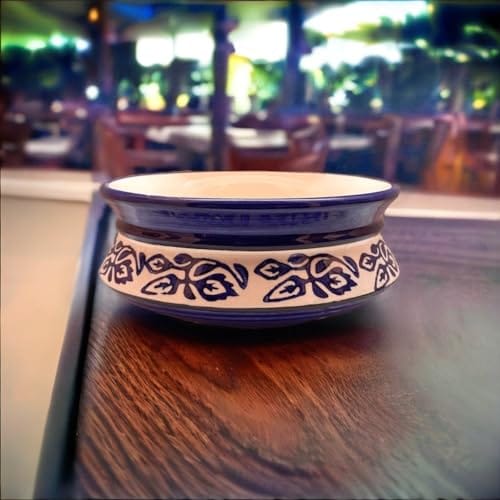 STOREPEDIA Handprinted Blue Floral Ceramic Serving Donga Set With Lid 1000ml For Kitchen Dining Suitable For Chapati Roti Biryani Pulao, Casserole Storage Handi/Dekchi with Lid view 2