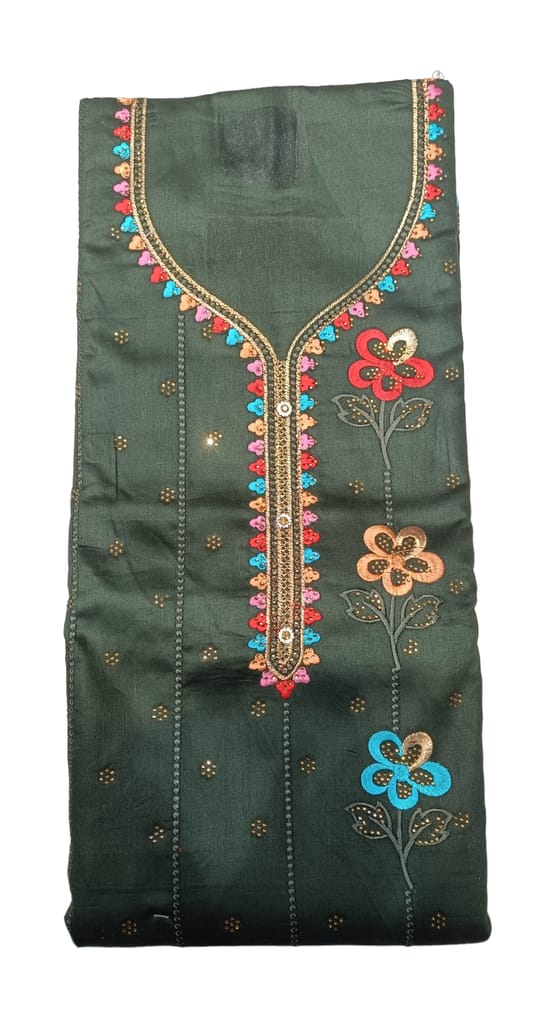 Afsh Jam Cotton Neck Embroidery And Daman Work Suit with Chiffon Multi Thread Work with Four Sided Border Dupatta view 2