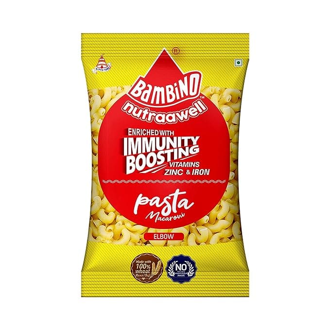 Bambino | Pasta Macaroni with PEP | Enriched with Immunity Boosting | Elbow | 400 gm Each | Pack of 2 | 800 Gm Pack view 2