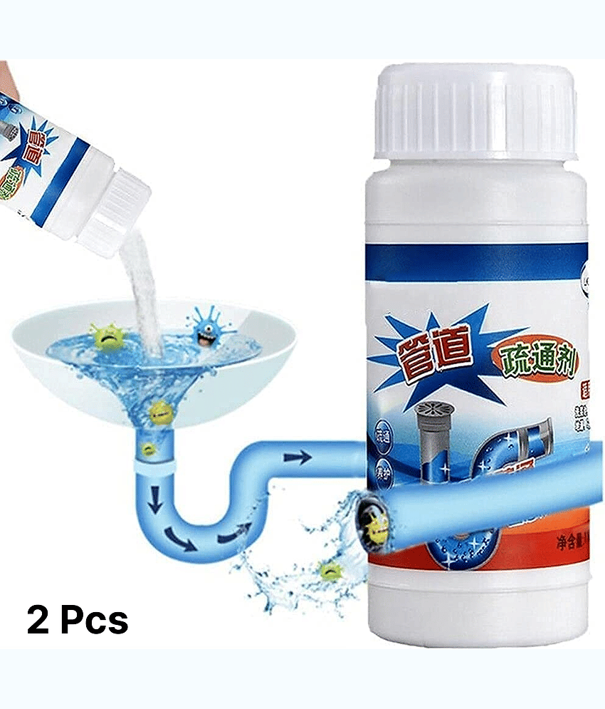 2 pcs Sink & Drain Cleaner Powder | Powerful & Clog Remover Sink Cleaning Powder | Automatic Toilet Blockage Cleaner, Removes Clogs, Blockage in Washbasin, Septic Tank, Sinks, Pipes