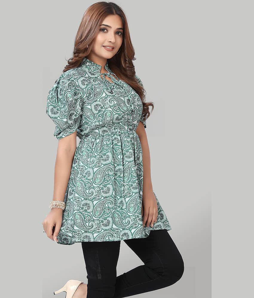 ZELZIS Green Crepe Women's Tunic ( Pack of 1 ) view 2