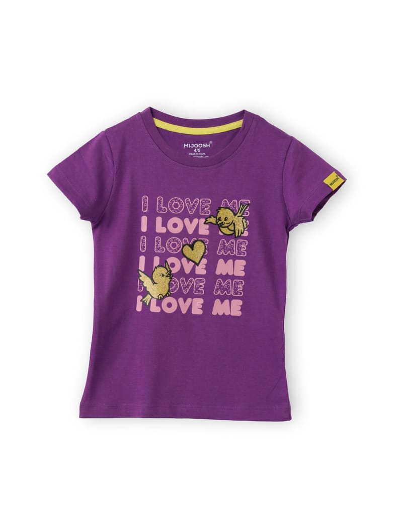 Girls T-Shirt Bonbon Pink / Sparking Grape Violet, Soft Cotton, Ages 2-6 (2pcs pack) view 2