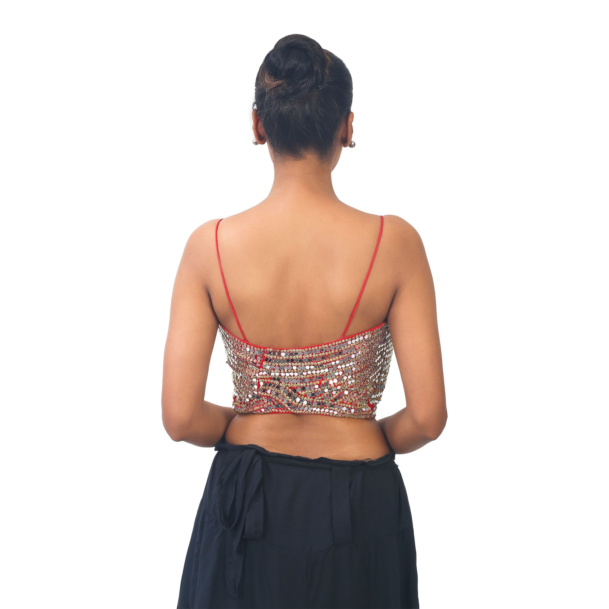 TheHangr Red Mirror Work Designer Blouse - 32 view 2