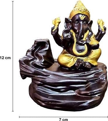 Patwari Arts Lord Ganesha Smoke Backflow Cone Incense Holder Showpiece, 4 x 5, Multicolour, 10 Smoke Backflow Scented Cone . view 2
