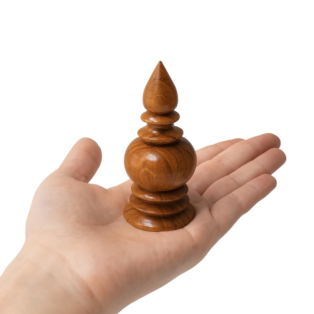 Polished � Small Wooden Pooja Kalash (Pack of 2) � 3 Inch Height, 1� Inch Base � Natural Grain Finish | Traditional ???? ???? for Home Temple, Mandir, Rituals & Festival Decoration view 2