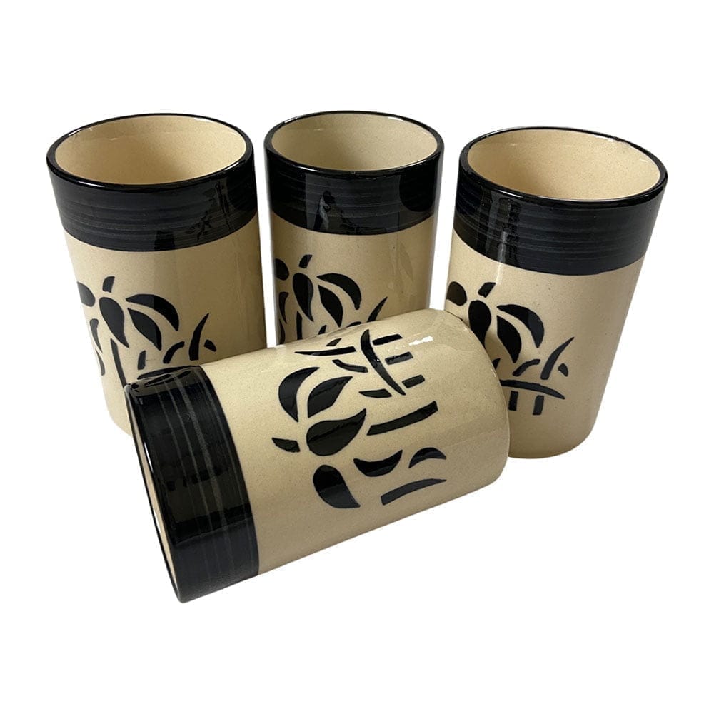 Ceramic Dining Glossy Black & White Ceramic Glasses Set of 4 view 2
