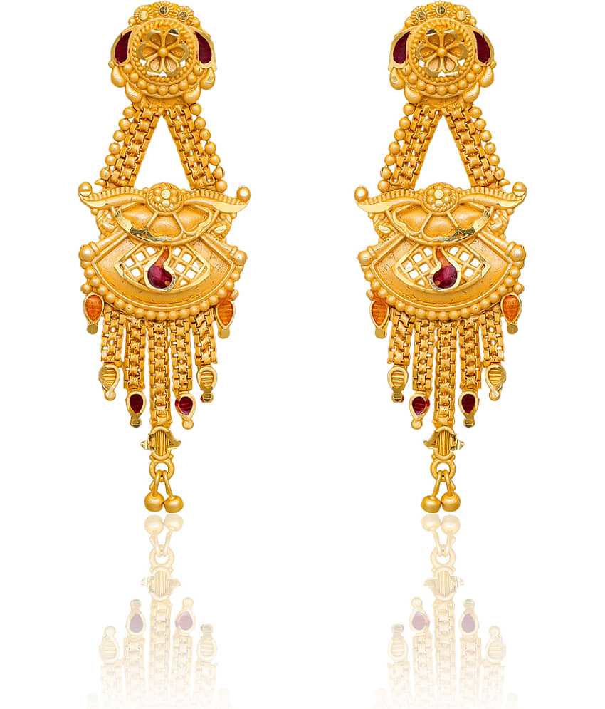 Drashti Collection Gold Danglers Earrings ( Pack of 1 ) view 2