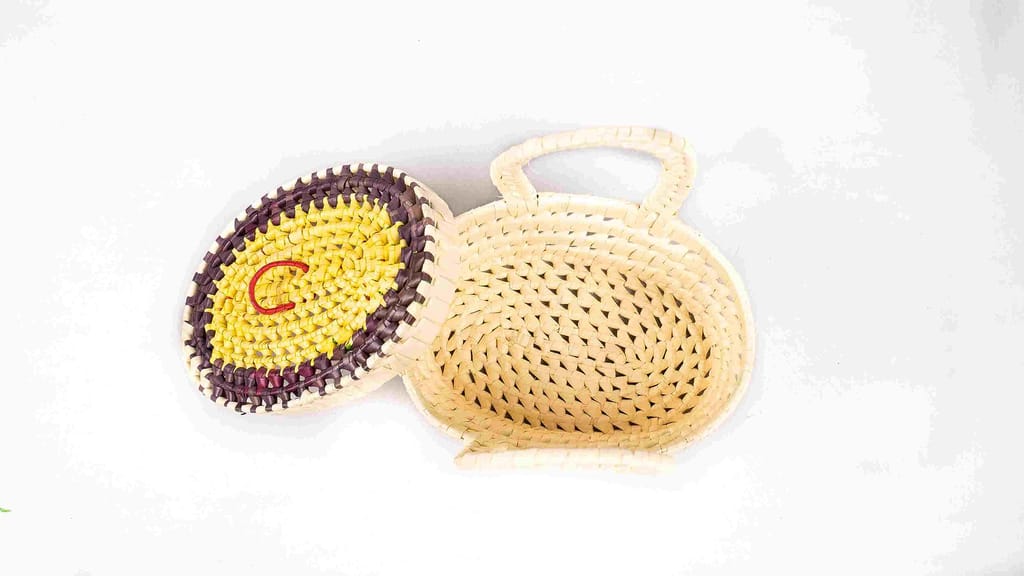 Handwoven Straw Basket with Lid and Handles view 2