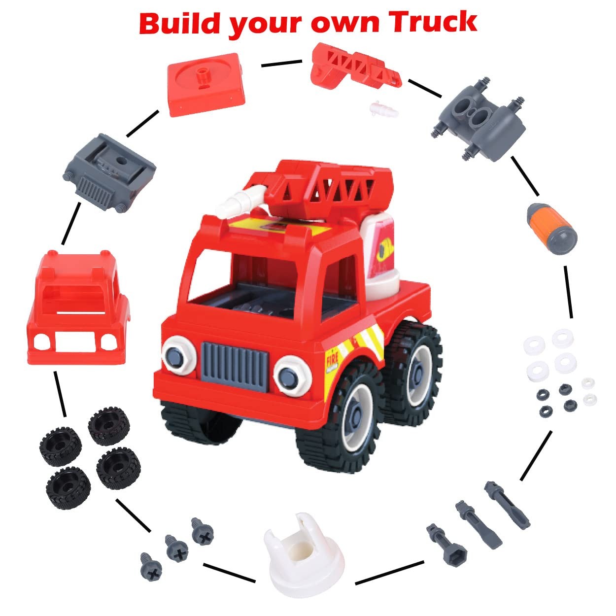 Mighty Machines Buildables - Aerial Fire Truck For Kids 3 Years and Above view 2
