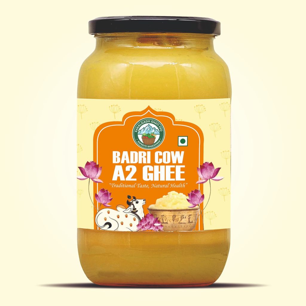 Pure Desi Badri Cow Ghee (Cow Ghee) – 1 Kg | Homemade, A2 Gir Cow Milk | 100% Pure & Unmixed | A2 Milk | Glass Jar view 2