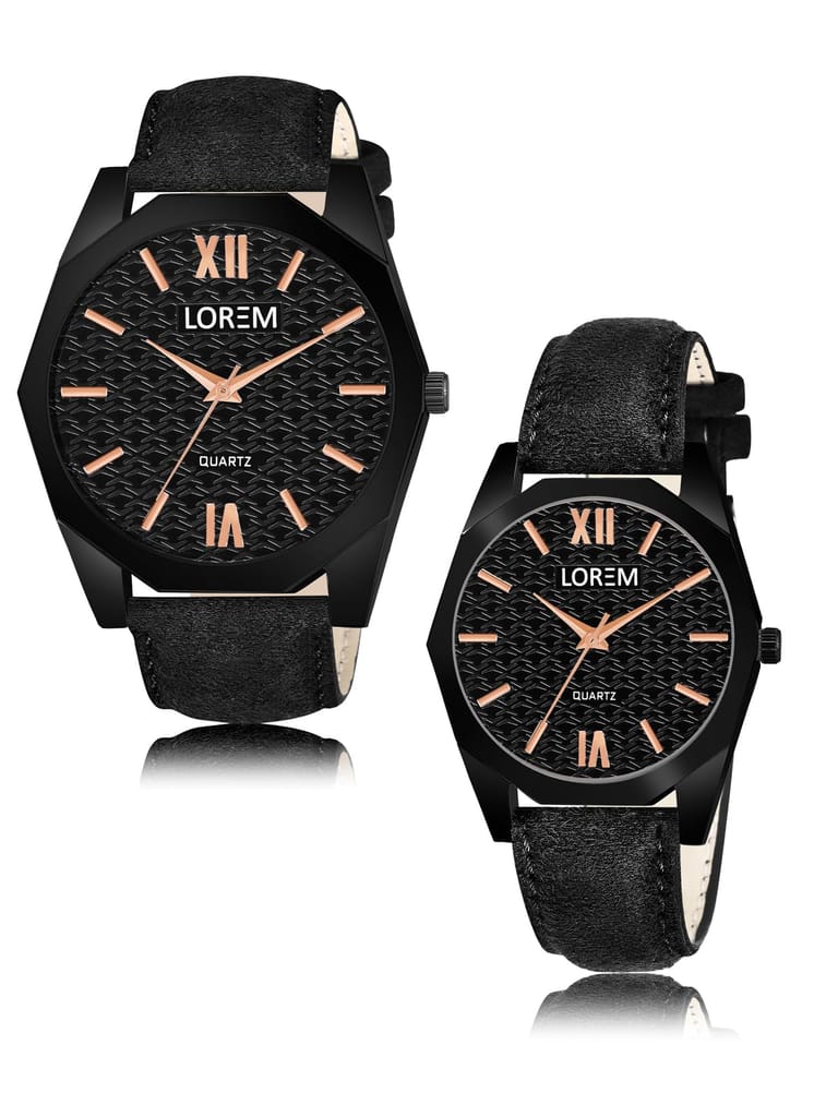 Black 3D embossed Dial Analog Watch for Lovely Couple LR81-LR328 view 2