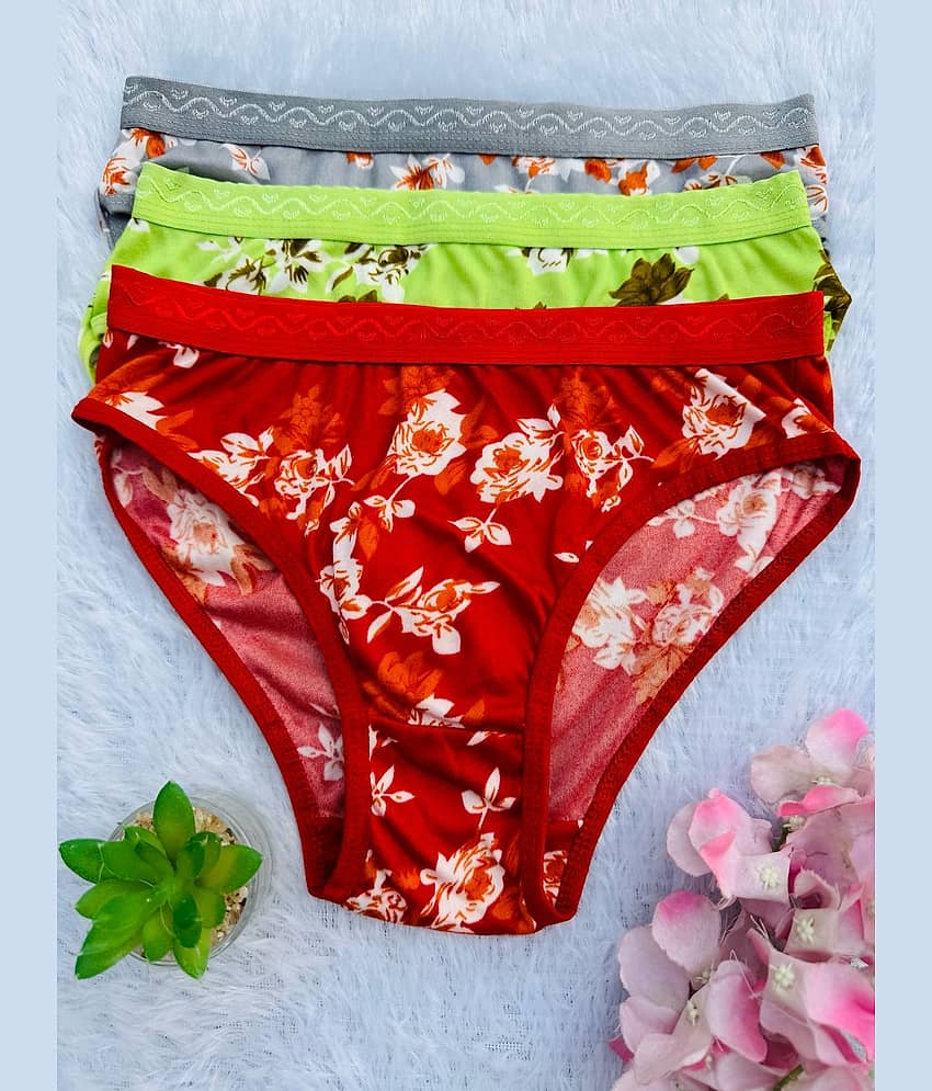 The Tusht Pack of 3 Cotton Hipster For Women ( Multi Color )