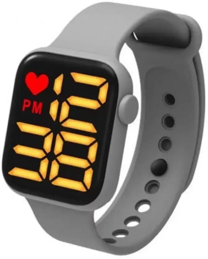 RED FISH RDF-0002 Digital Watch For Men New Grey Rectangle Shape Dial Silicon Strap Digital Watch