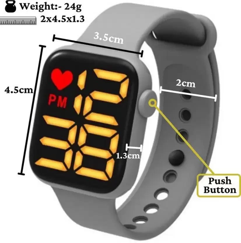 RED FISH RDF-0002 Digital Watch For Men New Grey Rectangle Shape Dial Silicon Strap Digital Watch view 2