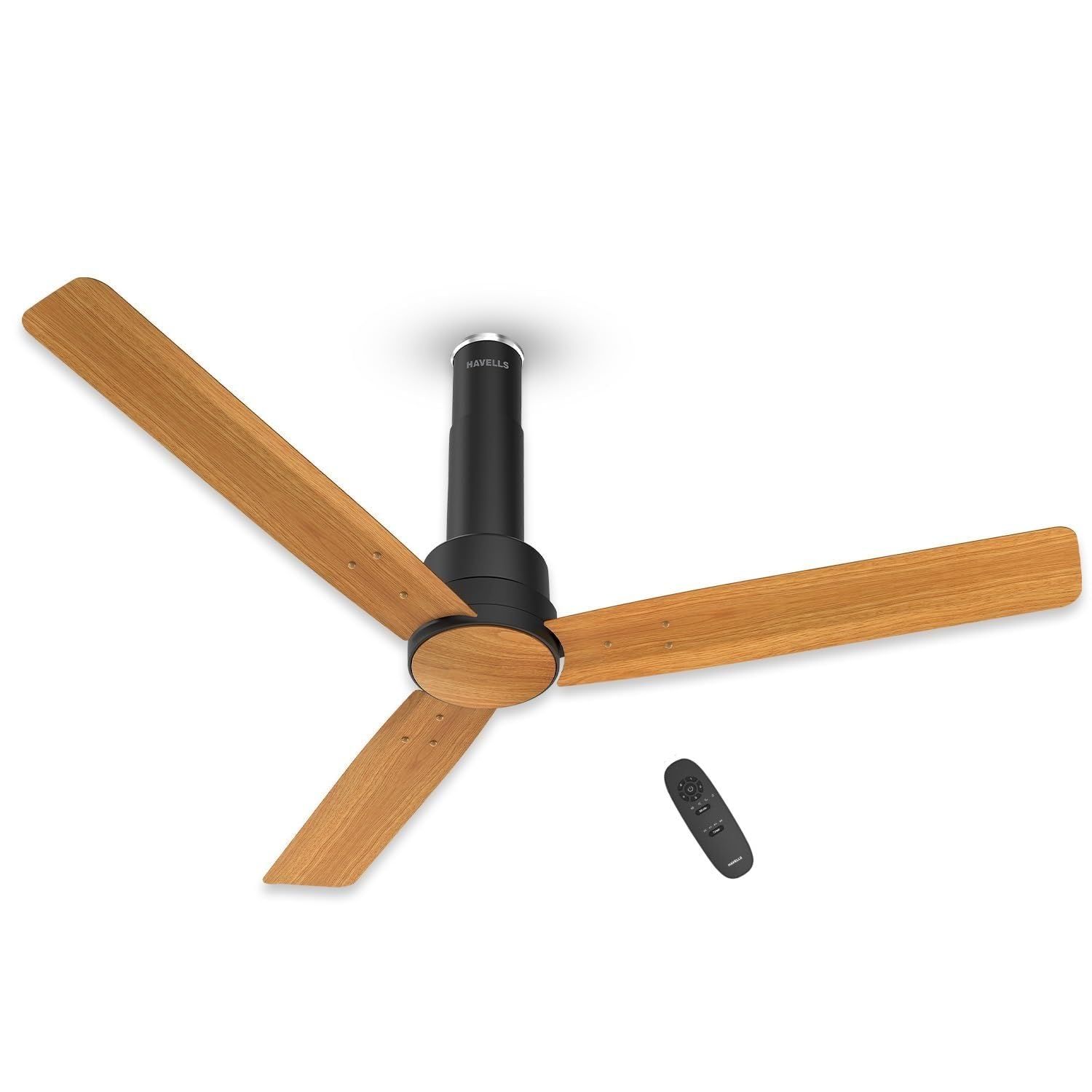 Havells 1200mm Elio Prime BLDC Ceiling Fan, Remote Controlled, High Air Delivery Fan, 5 Star Rated, Upto 60% Energy Saving, 2+1* Year Warranty - Pinewood Matte Black