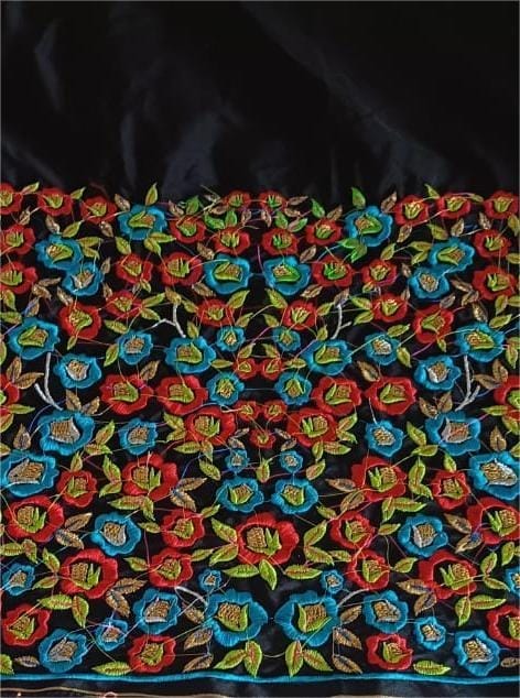 Black Georgette Embroidery Work Blouse Piece view 2