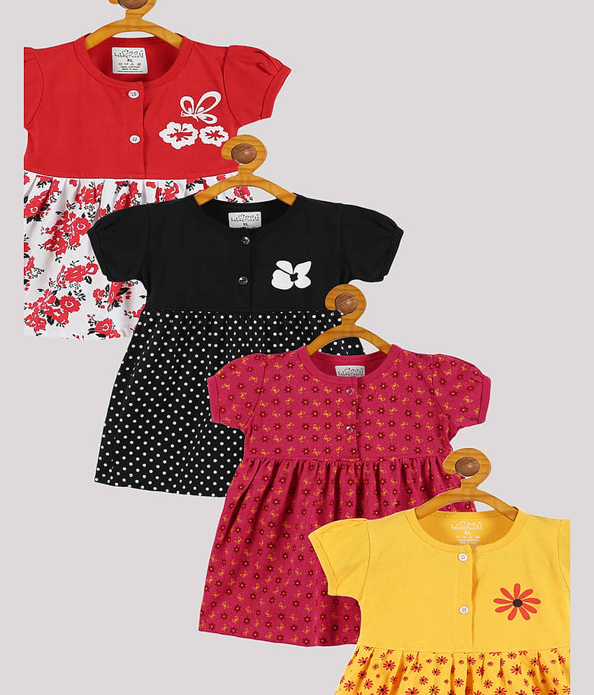 Babeezworld Pack of 4 Baby Girls Cotton Frock ( Multi ) view 2