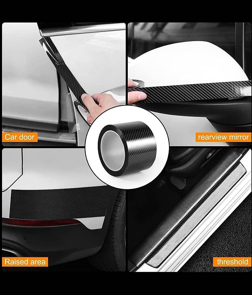 Car Door Sill Protector Bumper Protector, Carbon Fiber Car Wrap Film, Car Sticker Protector Strip, Anti Scratch Tape, Waterproof Protection Film.2Inch*5Meter view 2