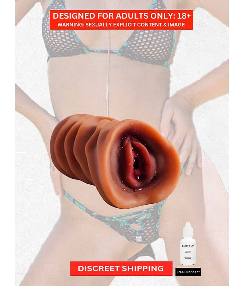 Male Masturbator Vaginal Flesh Pocket Pussy Light Sex Toy for Men Realistic Pocket Stroker- ROSY BROWN view 2